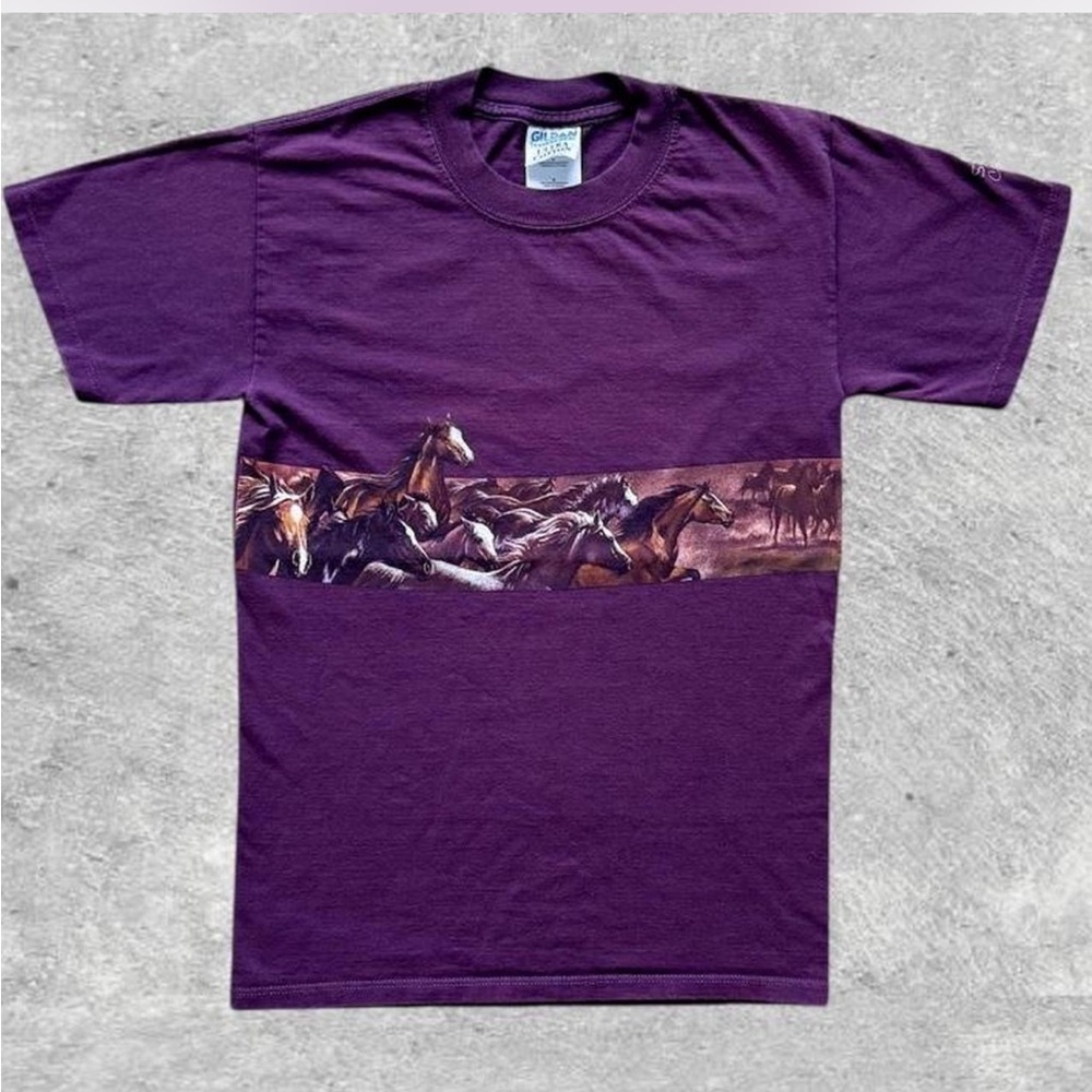 Horse Stampede Silverton Colorado 1990s Wrap Around Gildan T-Shirt Women’s (S)